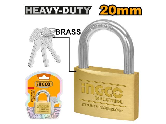 CANDADO BRONCE 20MM INGCO 3 LLAVES