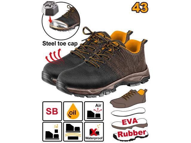 ZAPATOS DE SEGURIDAD PUNTERA ACERO TALLE 43 INGCO SSH82SB.43