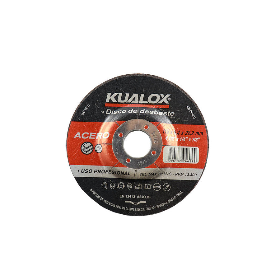 Disco Desbaste Metal 4 1/2'' 115x6.4x22.2 KX-DD001 Kualox