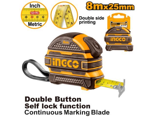 CINTA METRICA 8 M X25 MM INGCO HSMT08825
