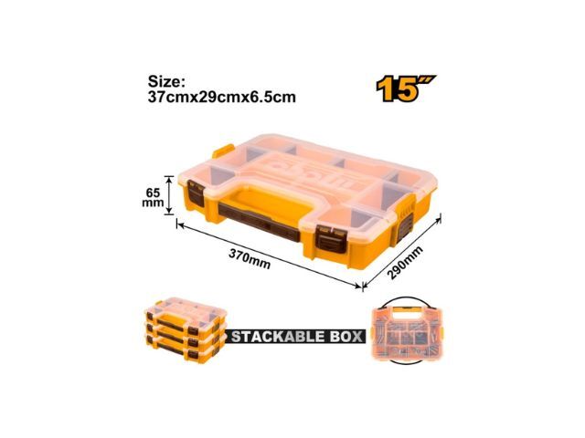 ORGANIZADOR PLASTICO 15" APILABLE CON DIVISORES REMOVIBLES I