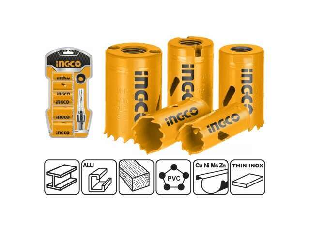 JUEGO 7 MECHAS BI METAL COPA MADERA METAL PVC INGCO AKH0071