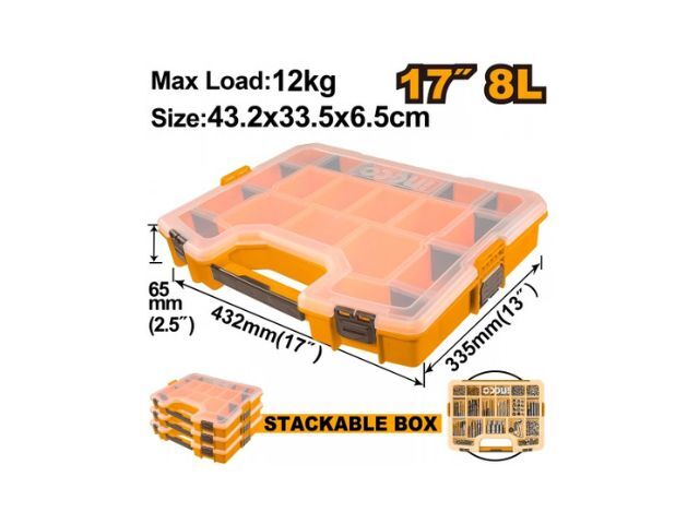 ORGANIZADOR PLASTICO 17" APILABLE CON DIVISORES REMOVIBLES I