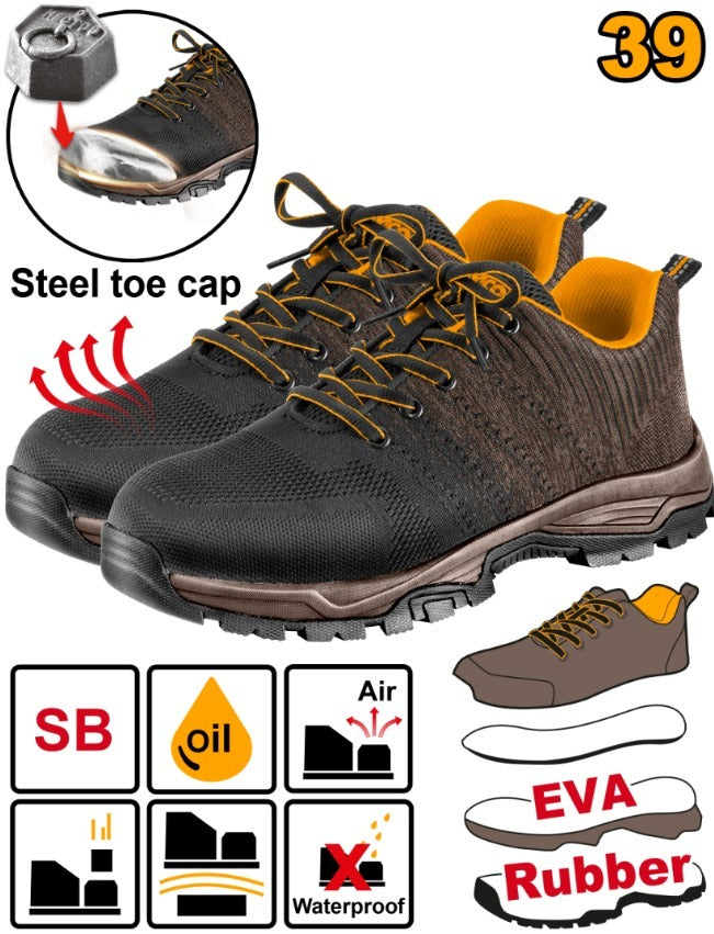 ZAPATOS DE SEGURIDAD PUNTA CERO TALLE 39 INGCO SSH82SB.39