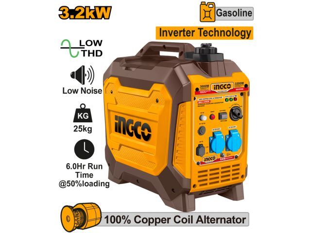 GENERADOR INVERTER 3.2KW 25KG BAJO RUIDO INGCO GEI35006