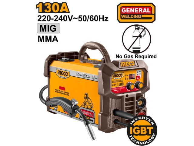 SOLDADORA INVERTER FCAW MIG/MMA 130A 220-240V INGCO