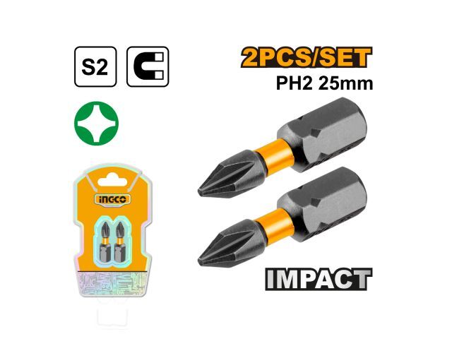 SET X 2 PUNTAS IMPACTO PH2 X 25MM INGCO SDBIM71PH225
