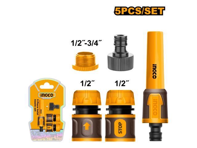 JUEGO PUNTERO Y ACOPLES P MANGUERA 1/2" INGCO HHCS05122