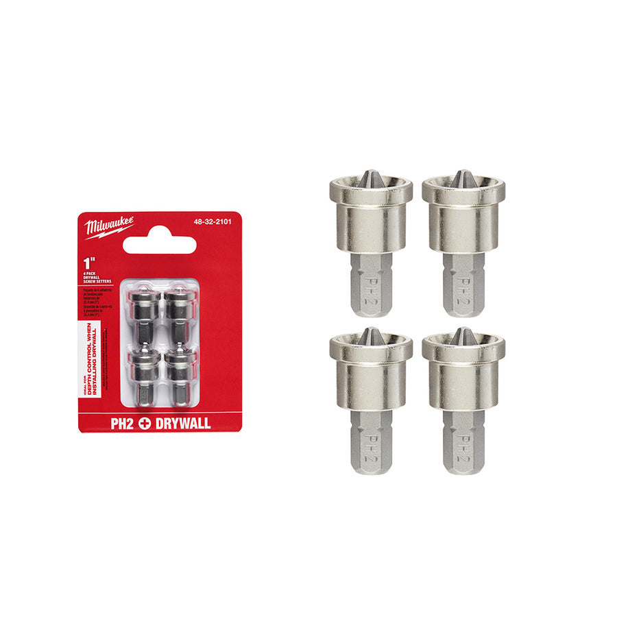 Puntas Phillips PH2 (Blister) 4pz. C/Tope P/Yeso Milwaukee