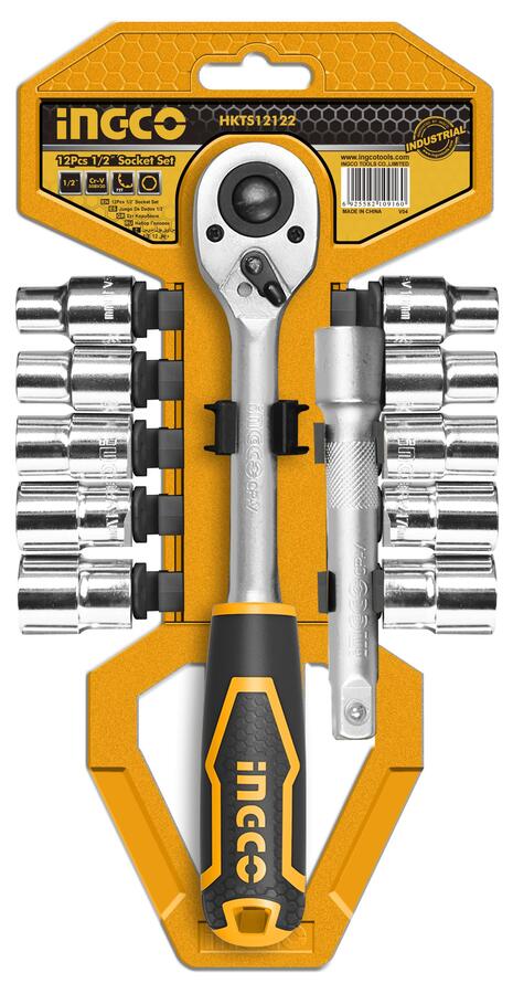 JUEGO 12 DADOS TUBO LLAVE CRIQUE 1/2 INGCO