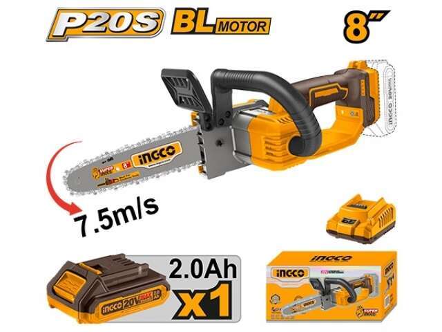 MINI MOTOSIERRA A BATERIA 20V 8" C 1 BAT Y 1 CARG INGCO