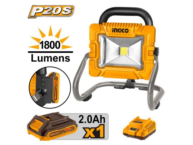 FOCO LED 20V P20S INGCO CON BATERIA Y CARGADOR CWLI20258