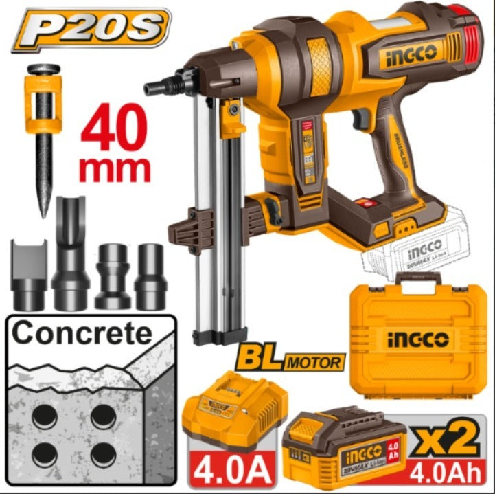 CLAVADORA P/CONCRETO A BATERIA 40MM C/ 2 BAT TY CAR INGCO