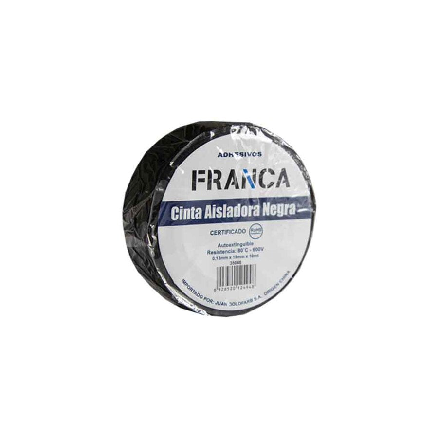 Cinta Aisladora Negra 19mm x 10m Franca