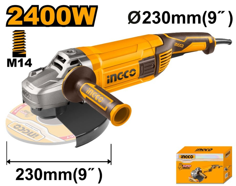 AMOLADORA ANGULAR 9" 2400W 230MM INGCO AG24008 (VENTA)