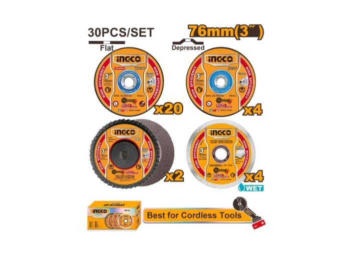 SET X 30 DISCOS PARA MINI AMOLADORA 3" INGCO CAGLI76017