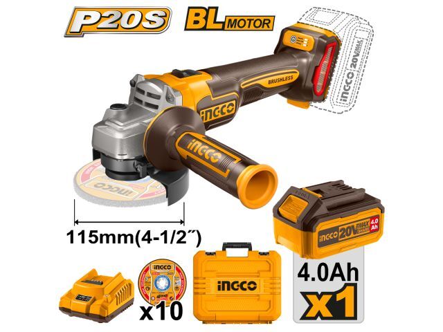 SET AMOLADORA A BATERIA 20V BL + VALIJA INGCO CAGLI211541