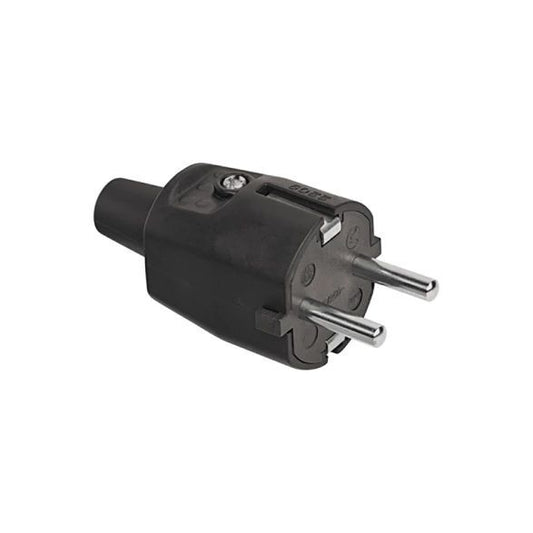 Ficha schuko tierra lateral en goma 16A negra
