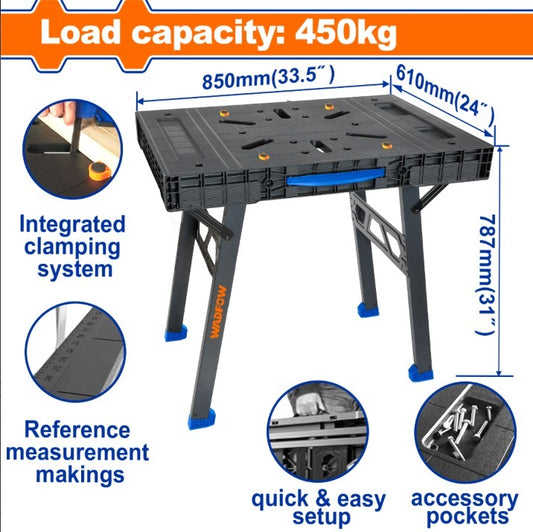MESA DE TRABAJO PLEGABLE MULTIFUNCION 450KG WADFOW WWE1535