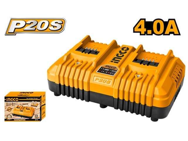 CARGADOR RAPIDO INTELIGENTE DOBLE 20V P20S INGCO
