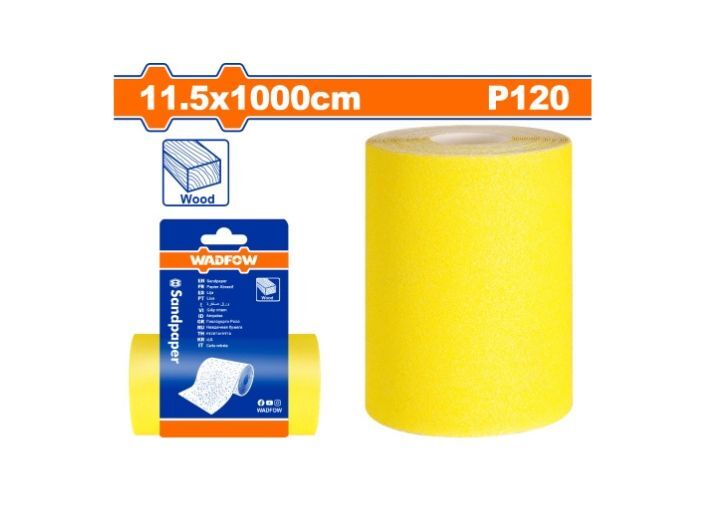 ROLLO LIJA GRANO 120 11.5 X 1MT AMARILLA WADFOW