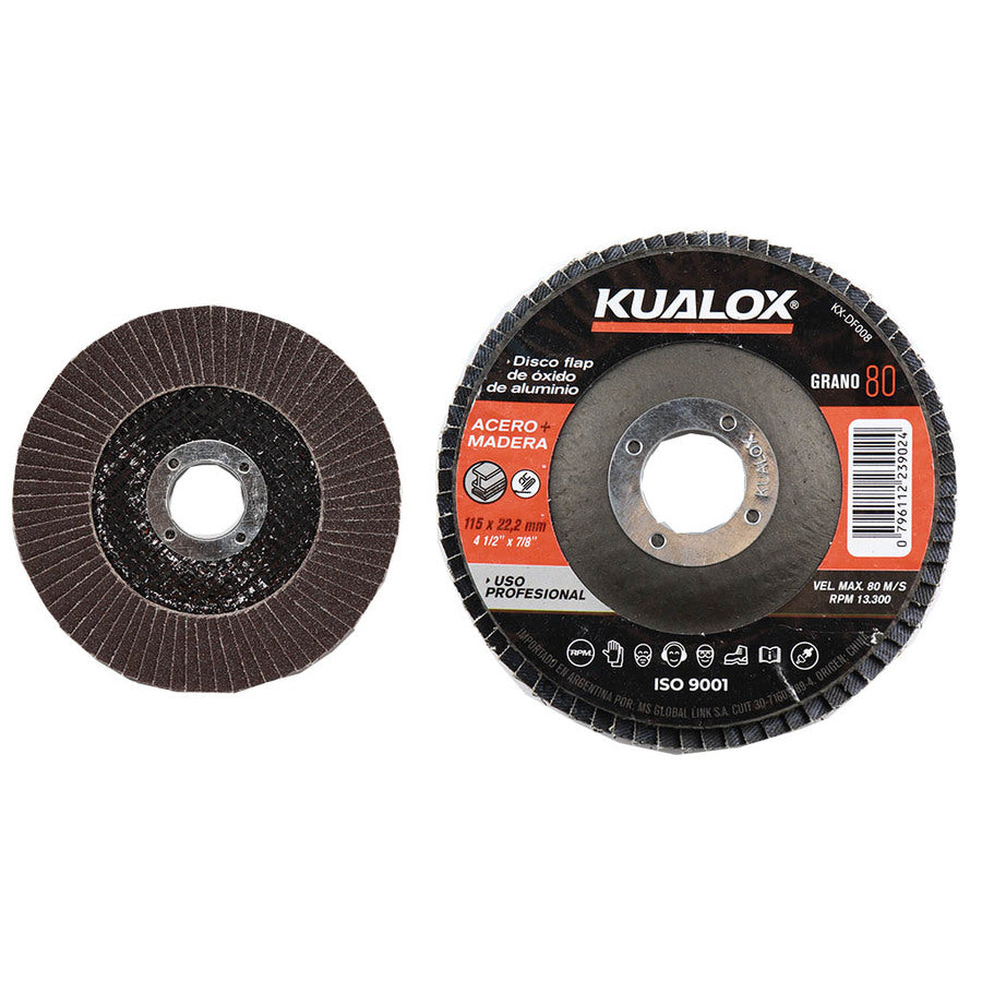 Disco Flap 4 1/2'' Óxido Alum 115mm Grano 40KX DF006 Kualox