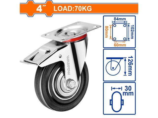 RUEDA METAL/GOMA GIRATORIA CON FRENO 4" WADFOW WJL3343