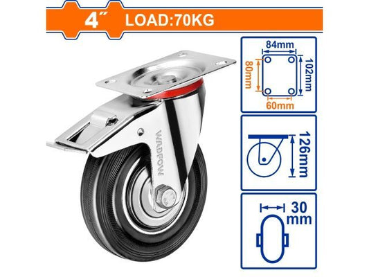 RUEDA METAL/GOMA GIRATORIA CON FRENO 4" WADFOW WJL3343