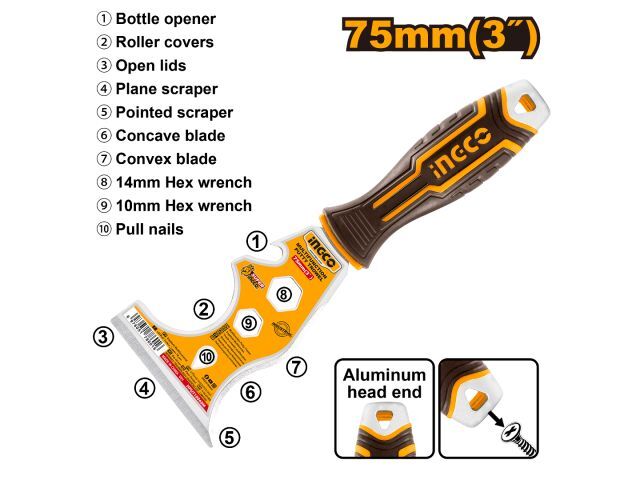 ESPATULA MULTIFUNCION 12 EN 1 75MM HPUT18060M INGCO