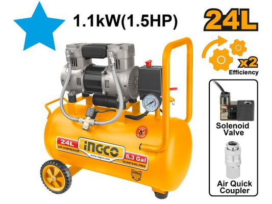 COMPRESOR 24LT 1.5HP LIBRE DE ACEITE ACS111242 INGCO
