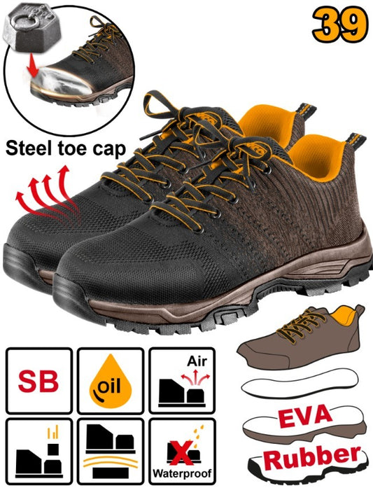 ZAPATOS DE SEGURIDAD PUNTA CERO TALLE 39 INGCO SSH82SB.39