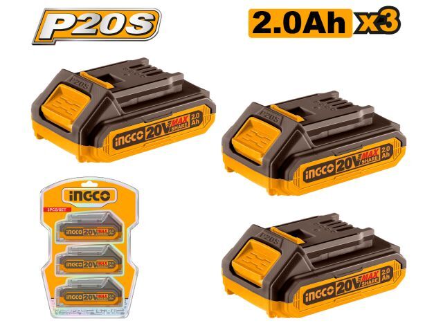 SET X 3 BATERIAS 2AH 20V  INGCO COSLI240311