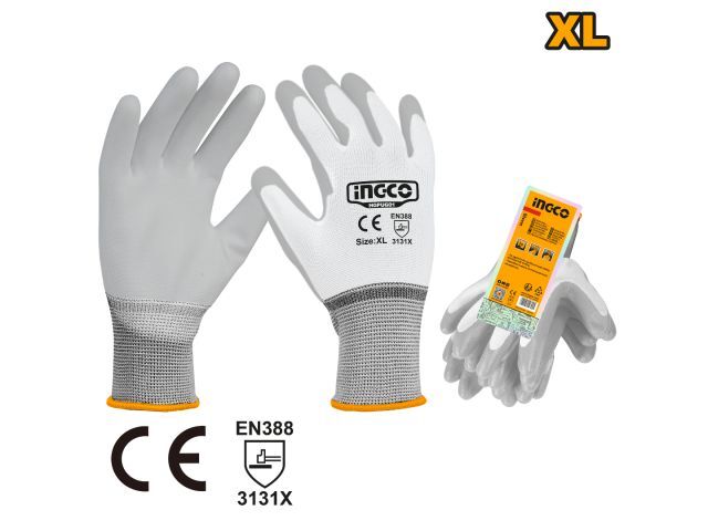 GUANTES PU POLIESTER TALLE XL INGCO HGPUG01