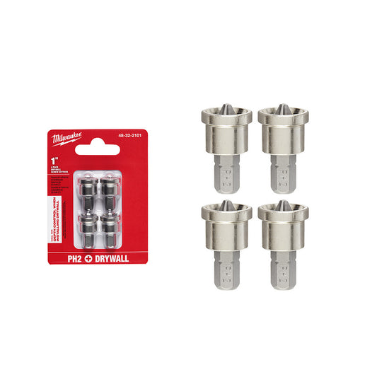 Puntas Phillips PH2 (Blister) 4pz. C/Tope P/Yeso Milwaukee