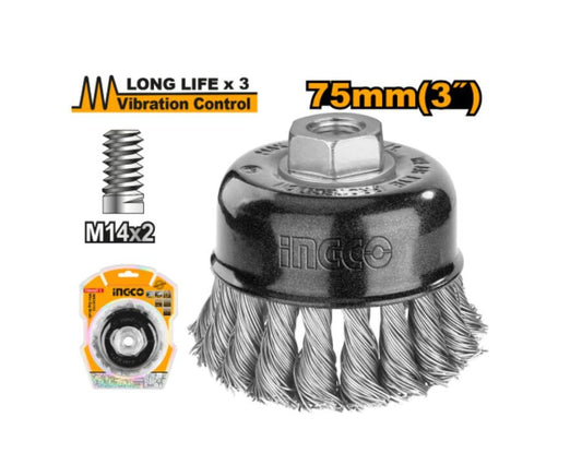CEPILLO TRENSADO 3" 75MM M14 LARGA VIDA INGCO