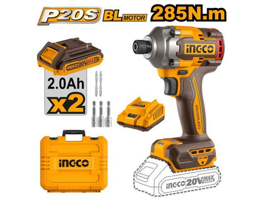 ATORNILLADOR DE IMPACTO A BATERIA 20V P20S CON 2 BAT INGCO