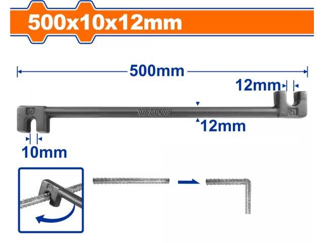 GRINFA BARRA DOBLADORA DE METAL 10X12MM 500MM WQB3350