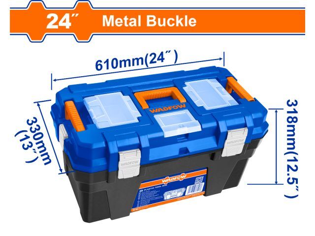 CAJA PLASTICA DE HERRAMIENTAS 24" CON BROCHES METALICOS