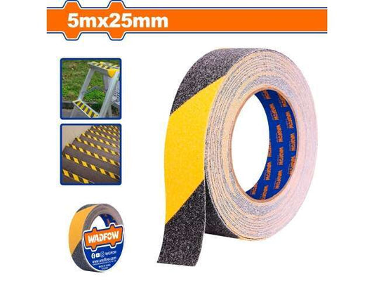 CINTA WARNING ANTIDESLIZANTE AMARILLA Y NEGRA 5MT X 25MM