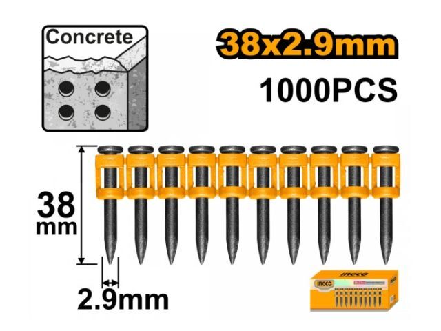 CLAVOS CONCRETO 38 x 2.9MM X 1000PCS INGCO ANA02381