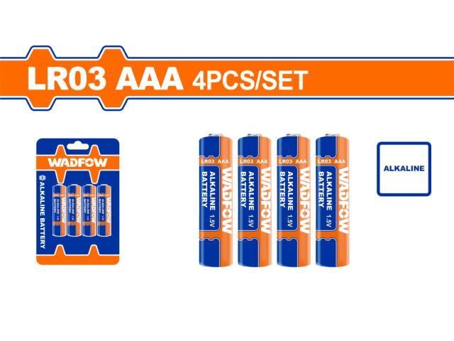PACK X 4 PILAS ALKALINAS AAA 1.5V 1300MAH WADFOW WJX2K07