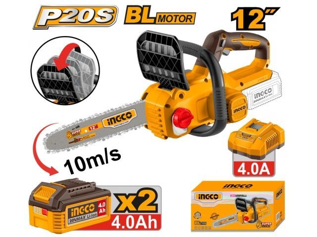 MOTOSIERRA A BATERIA + 2 BATERIAS 4.0AH CARGADOR INGCO