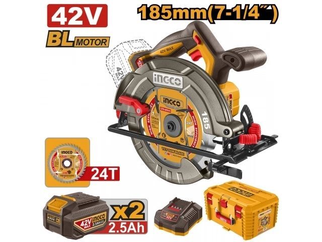 Sierra Circular a Bateria 42v 185mm + 2 baterias 2.5ah Ingco