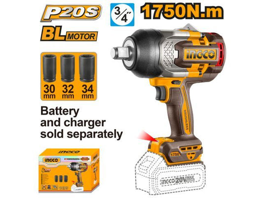 LLAVE DE IMPACTO 1750NM A BATERIA + 3 DADOS SIN BAT SIN CARG