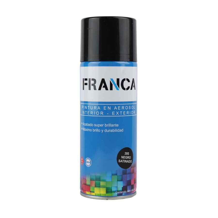 Esmalte Aerosol Negro Satinado 400ml Ref.39S Franca