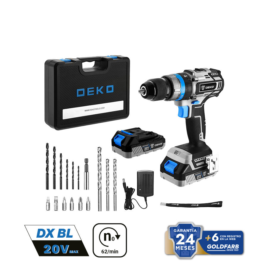 Talad P 13mm62Nm20VBrushless Ba2x2.0Ah CarDKBL20ID02-S3 Deko