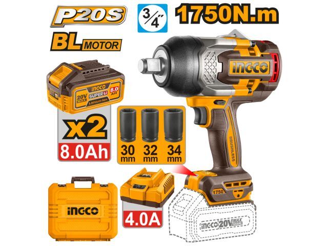 LLAVE DE IMPACTO A BATERIA 3/4" 1750NM 20V P20S BRUSHLESS CI