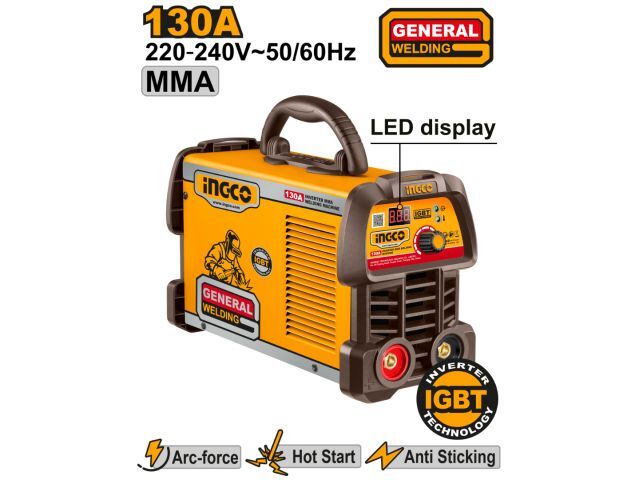 SOLDADORA INVERTER 130A 220-240V MMA LED IGBT INGCO ING-MMA1